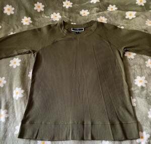 Karen Scott Sport Olive Green Ribbed Knit Short Sleeve Raglan Top